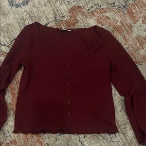 Simons Deep Red Button-Up Blouse